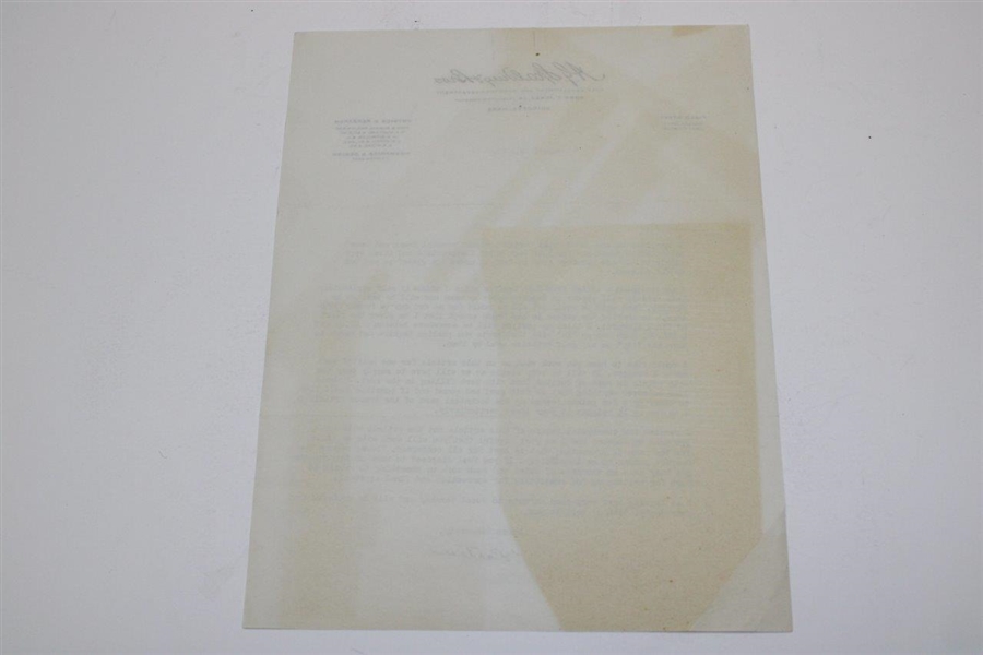 Horton Smith Signed Typed August 8, 1940 Letter on Spalding Letterhead to Alex with Photo JSA FULL #BB74390