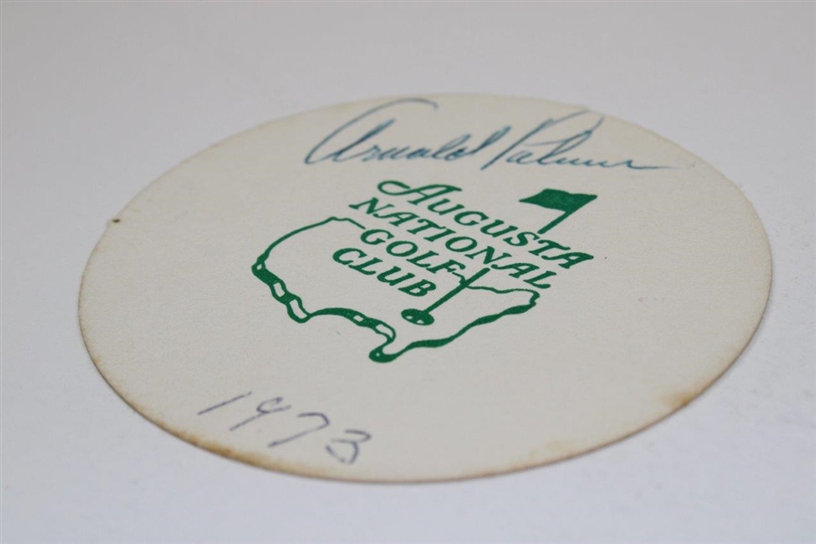 Arnold Palmer Signed Classic Augusta National Golf Club Coaster with '1973' JSA #JJ71085