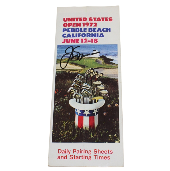 Jack Nicklaus Signed 1972 US Open at Pebble Beach Pairing Sheet Brochure JSA ALOA