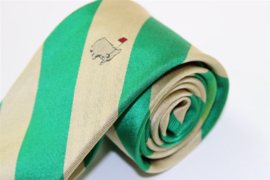 Classic Augusta National Golf Shop Silk Green/Gold Striped Neck Tie - Used