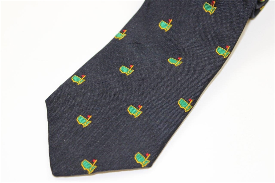Classic Augusta National Golf Shop Silk Navy with Logos Neck Tie - Used