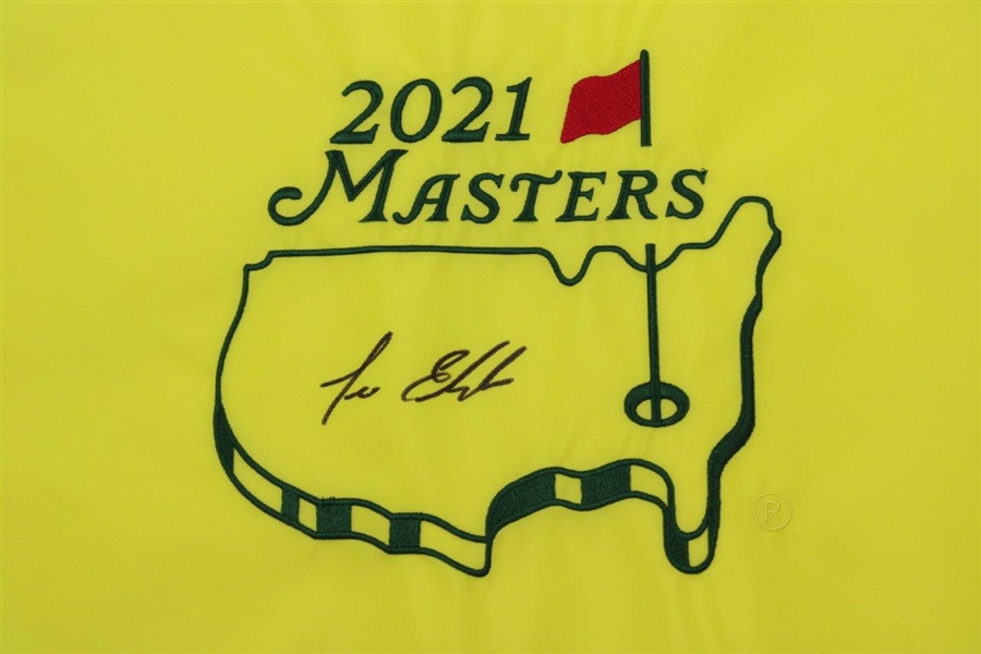 Lee Elder Signed 2021 Masters Tournament Embroidered Flag JSA ALOA