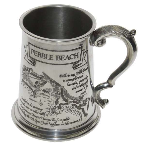 Pebble Beach Sheffield Pewter Tankard with Course Layout