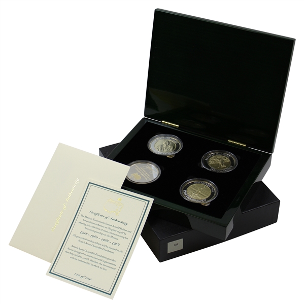 Masters Tournament Ltd Ed Arnold Palmer Silver Four Coin Set in Emerald Green Box #122/750