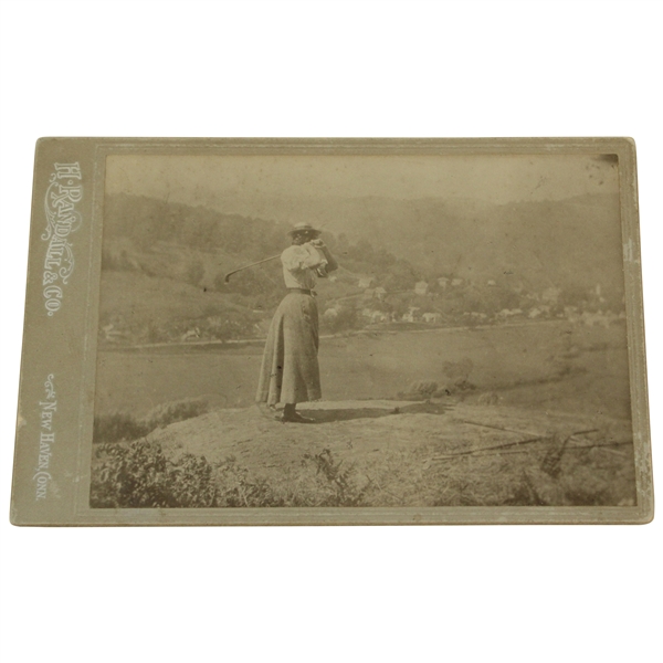 Vintage Female Golfer H. Randall & Co. Cabinet Card From New Haven Conn.