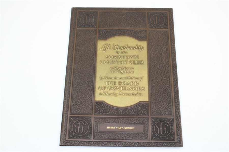 1924 Life Membership & Info to Yorktown Country Club - Envelopes, Invites, & Folder - Henry V. Johnson