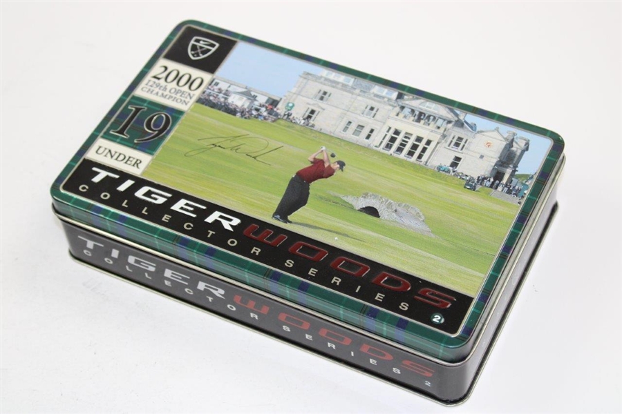 Tiger Woods Collector Series Commemorative Dozen Golf Ball Tins - 2000 Us Open & OPEN Championship