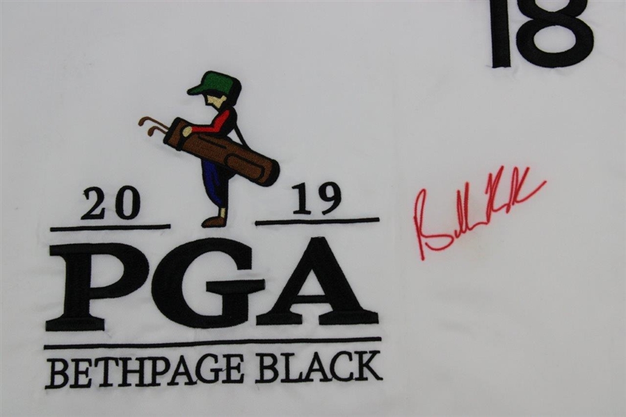 Champion Brooks Koepka Signed 2019 PGA at Bethpage Black Embroidered Flag JSA #Z91764