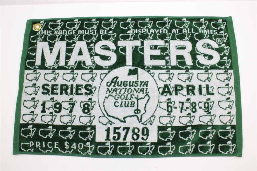 Masters Tournament '1978' Badge Towel with Pink/White Bag Towel