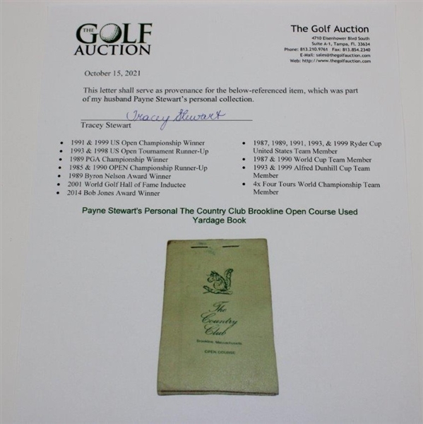 Payne Stewart's Personal The Country Club Brookline Open Course Used Yardage Book