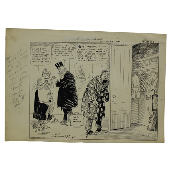 Original Clare Briggs Pen & Ink 'The Convalescent' Cartoon For New York Tribune - March 5, 1927