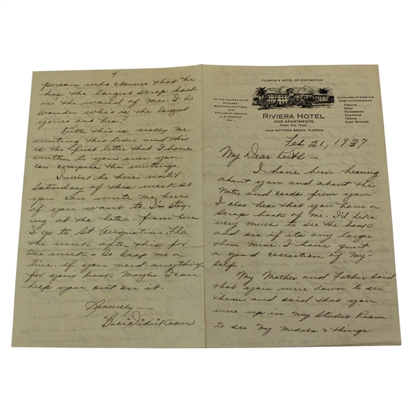 Babe Didrickson Signed Handwritten 4-page Letter - February 21, 1937 JSA FULL #BB85447