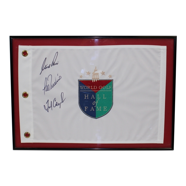 Fred Couples, Nick Price, & Lee Trevino Signed World Golf Hall of Fame Flag - Framed JSA ALOA