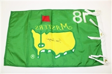 Gene Sarazen Signed 1994 Masters Tournament Emerald with Yellow Logo Screen Flag JSA ALOA