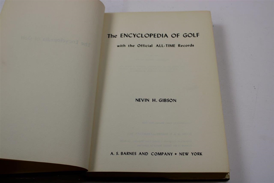 1958 'The Encyclopedia Of Golf Book' by Nevin H. Gibson with The Official All-Time Records