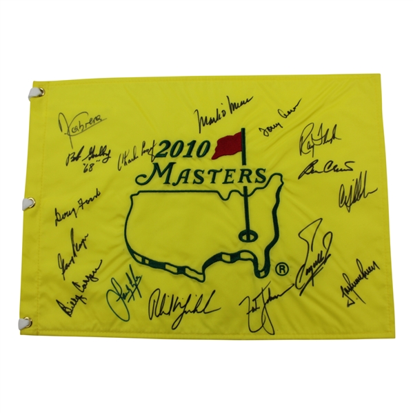 2010 Masters Champions Dinner Flag Signed by 16 Including Ford, Player, Phil & others - Charles Coody Collection JSA ALOA