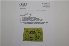 2010 Masters Champions Dinner Flag Signed by 16 Including Ford, Player, Phil & others - Charles Coody Collection JSA ALOA