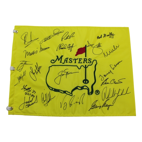 Undated Masters Champions Dinner Flag Signed by 20 with Jack Nicklaus Center - Charles Coody Collection JSA ALOA