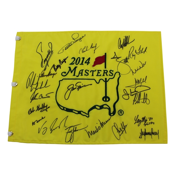 2014 Masters Champions Dinner Flag Signed by 23 with Jack Nicklaus Center - Charles Coody Collection JSA ALOA