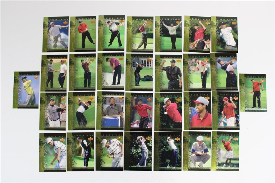 Tiger Woods Golf Cards - Rookie Card, GrandSlam Card, & Full Set of Tiger Tales (30)