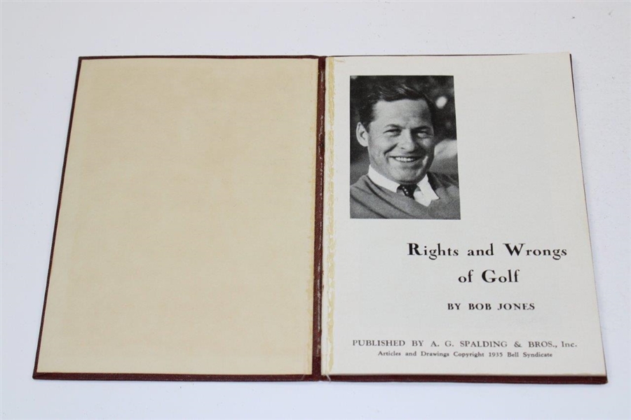 1935 'Rights and Wrongs Of Golf' Red Cover Booklet by Robert T. 'Bobby' Jones