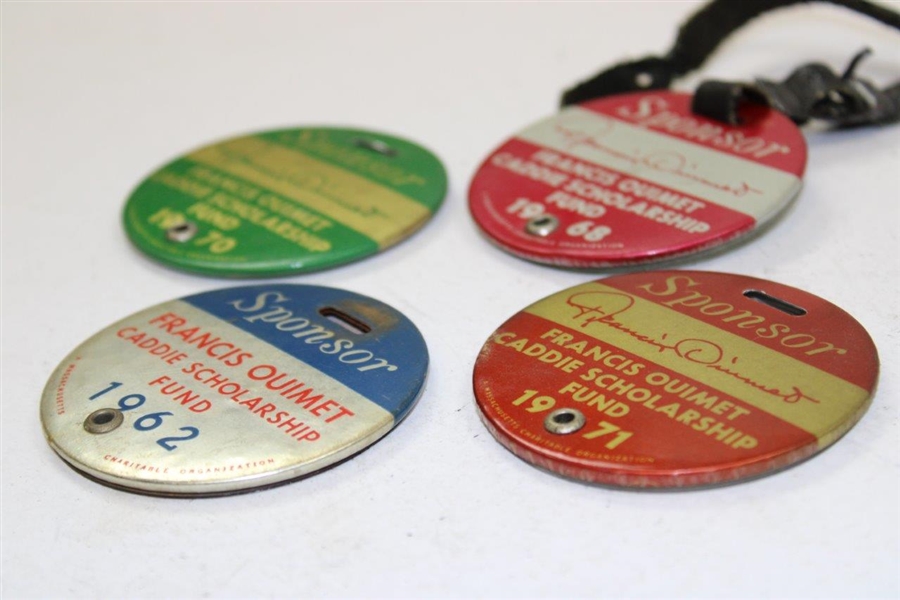 1962, 1968, 1970, & 1971 Francis Ouimet Scholarship Fund Sponsor Badges 
