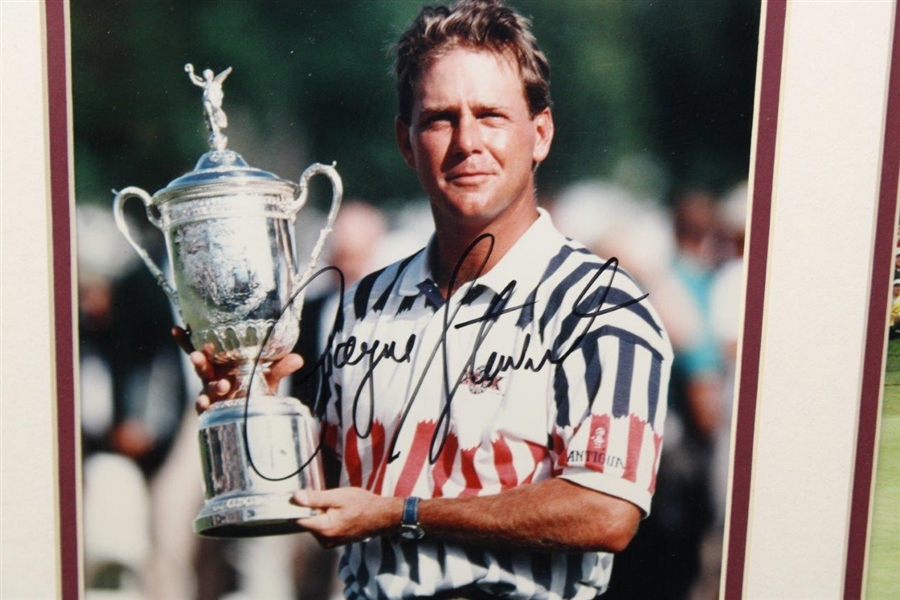 Payne Stewart Signed 1991 US Open Trophy Photo with PGA Trophy Photo Display - Framed JSA ALOA
