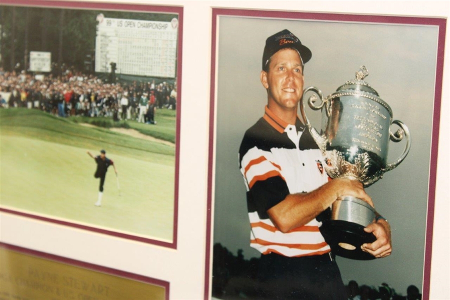 Payne Stewart Signed 1991 US Open Trophy Photo with PGA Trophy Photo Display - Framed JSA ALOA