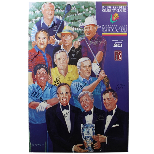 Astronauts, Presidents, & Golf Legends Multi-Signed 1994 Doug Sanders Celebrity Classic Matted Poster PSA FULL #AG53879