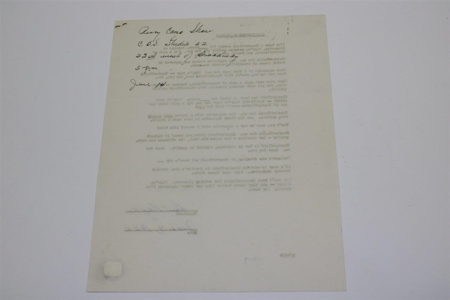Ben Hogan Signed 1954 'Chesterfield Statements' - June 9th JSA ALOA