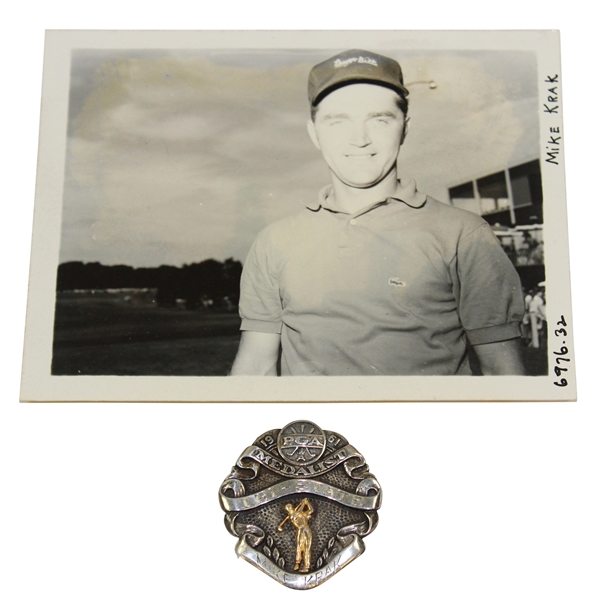 1961 PGA Medalist Tri-State Sterling 10k Medal Won by Mike Krak with Fred Keuhn Photo