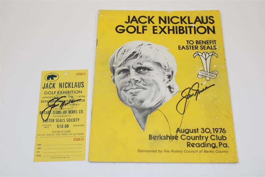 Jack Nicklaus Signed 1976 Golf Exhibition at Berkshire CC Program and Ticket JSA ALOA