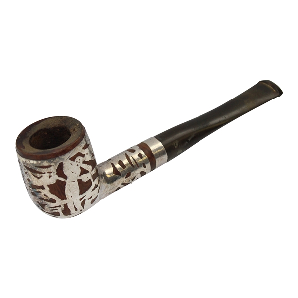 Sterling Silver Golf Themed Tobacco Pipe - Used