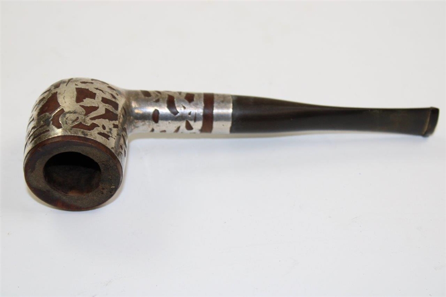Sterling Silver Golf Themed Tobacco Pipe - Used