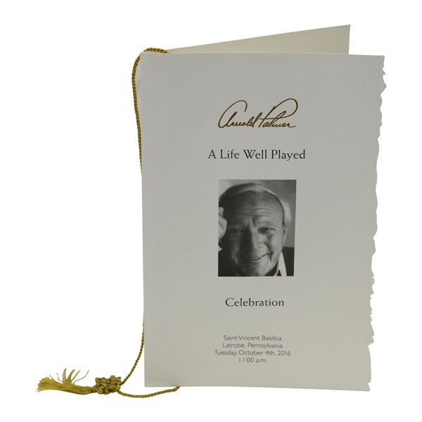 Arnold Palmer Memorial 'A Life Well Played' Funeral Service Program with Original String - 10/4/2016