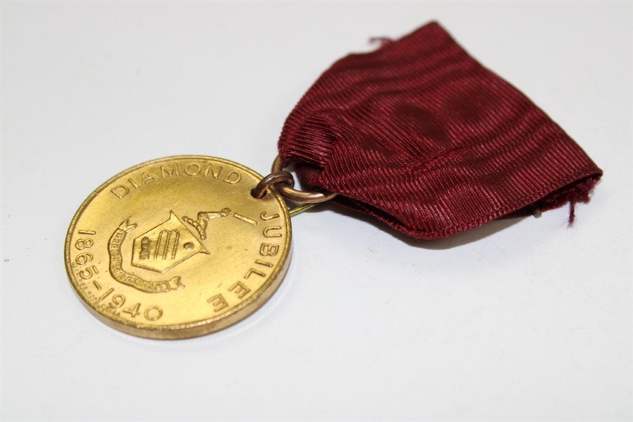 1940 Merion Cricket Club Diamond Jubilee Golf Medallion w/Ribbon - Commemorates 75th Anniversary