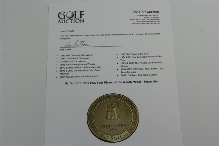 Hal Sutton's 1999 PGA Tour Player of the Month Medal - September