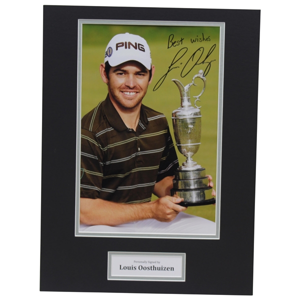 Louis Oosthuizen Signed 2010 The OPEN Claret Jug Photo Matted Display JSA ALOA