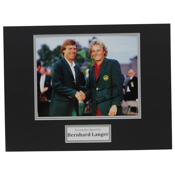 Bernhard Langer Signed 1985 Masters Signed Photo Matted Display JSA ALOA