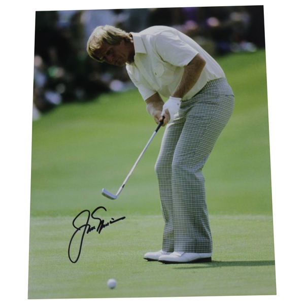 Jack Nicklaus Signed Masters 1986 Putt on the 10th Green Photo JSA ALOA