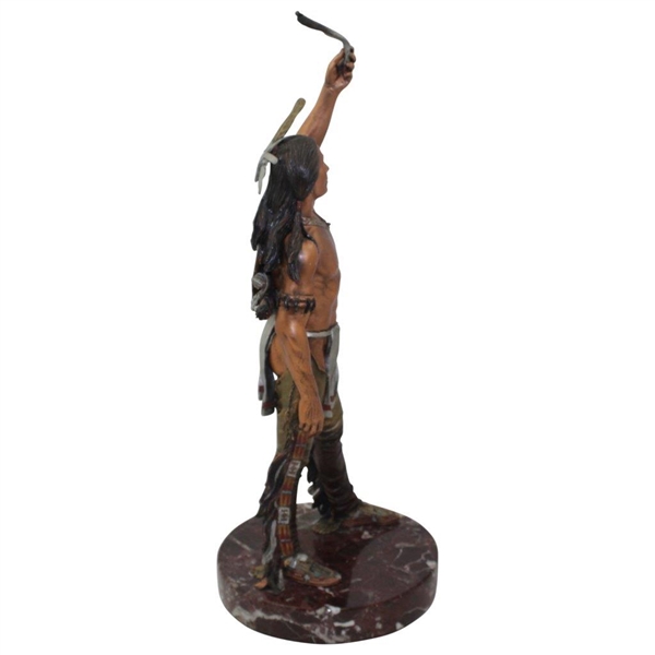Ray Floyd's 1997 C.A. Pardell Native American Holding Feather on Marble Base Statue