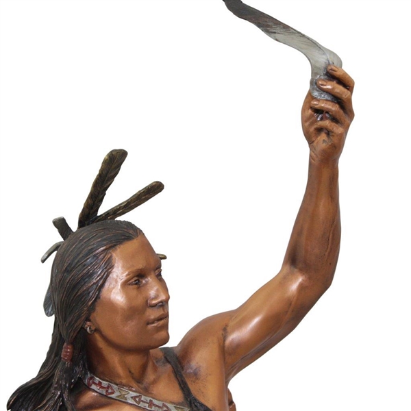 Ray Floyd's 1997 C.A. Pardell Native American Holding Feather on Marble Base Statue