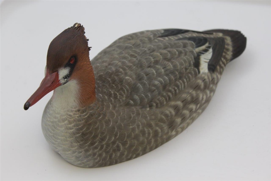 Ray Floyd's Carved Wooden Red Bill Full Size Duck Decoy by Master Carver Warren Saunders