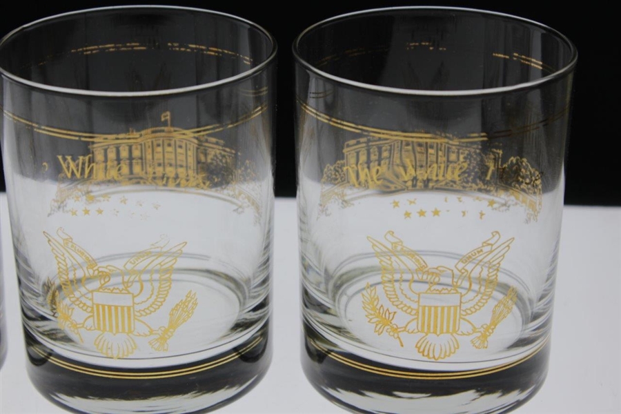 Ray Floyd's Set of Four(4) The White House Rocks Glasses - Faded