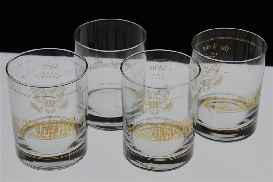 Ray Floyd's Set of Four(4) The White House Rocks Glasses - Faded