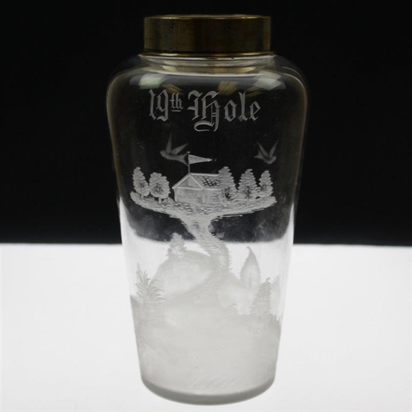 19th Hole Large Clear Glass Vase with Clubhouse and '19th Hole'
