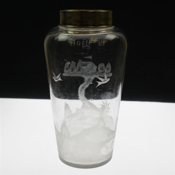 19th Hole Large Clear Glass Vase with Clubhouse and '19th Hole'