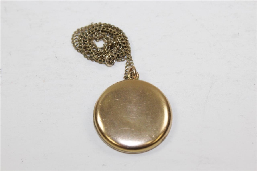 Vintage Woman Golfer Gold Tone Locket Necklace