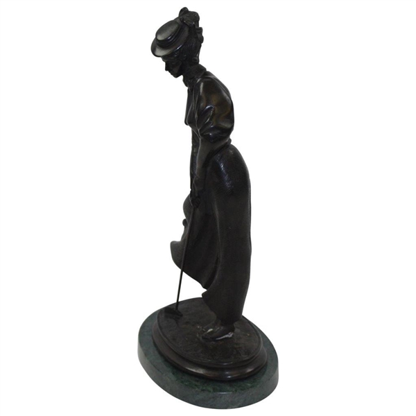 Vintage Woman Golfer Statue on Marble Base