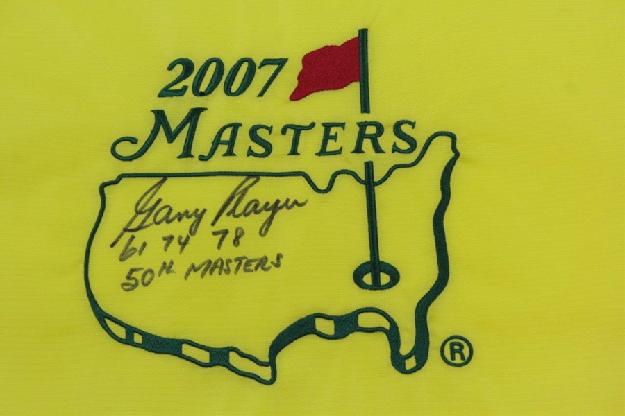 Gary Player Signed 2007 Masters Embroidered Flag with Years Won & '50th Masters' JSA ALOA